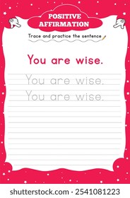 Positive Afirmation Worksheets for Kids" aumentar a confiança e resiliência com diversão, atividades envolventes que incentivam a autoconversa positiva e uma mentalidade de crescimento.