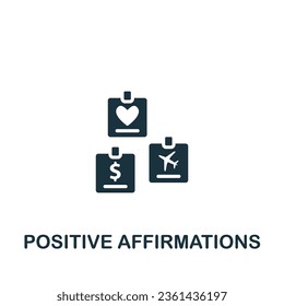 Positive affirmations icon. Monochrome simple sign from mental health collection. Positive affirmations icon for logo, templates, web design and infographics.