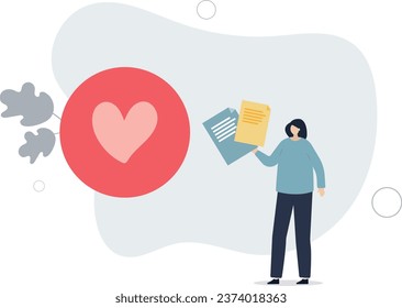 Positive affirmations as love letter from romantic affair.Happy woman with optimistic message and uplifting relationship.flat vector illustration