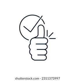 Positive approval, good review. I recommend.Vector linear icon isolated on white background.
