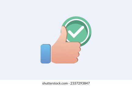 Icono de aprobación positiva, buena retroalimentación, como recomendar, miniaturas hacia arriba con revisión, signo web.sobre fondo blanco.Ilustración de diseño de vector.