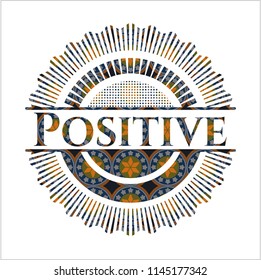 Positive arabic badge background. Arabesque decoration.
