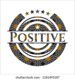 Positive arabic style badge. Arabesque decoration.