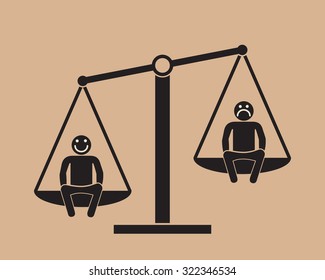 positive attitude as advantage:  two people on the scales