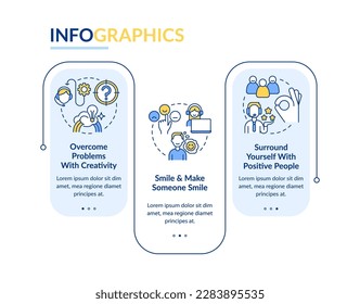 Positive attitude in customer service rectangle infographic template. Data visualization with 3 steps. Editable timeline info chart. Workflow layout with line icons. Lato-Bold, Regular fonts used