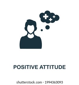 Positive Attitude Icon. Monochrome Simple Element From Personal Growth Collection. Creative Positive Attitude Icon For Web Design, Templates, Infographics And More