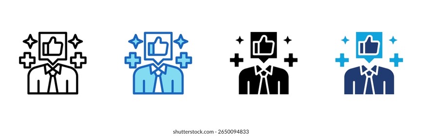 ícone Atitude positiva Ilustração de vetor de vários estilos