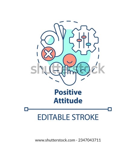 Positive attitude multi color concept icon. Building rapport. Customer centric. Client trust. Sales success. Round shape line illustration. Abstract idea. Graphic design. Easy to use