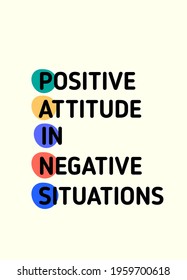 Positive attitude in negative situation motivational poster quote, gratitude behavior banner for wall
