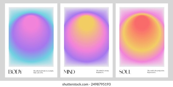 Positive Aura Gradient poster. Body, mind, soul bundle digital art. Y2k style blurred gradient. Aura aesthetic. Colourful spiritual poster. Trendy wall art. Red, pink, yellow. Print, wallpaper, web