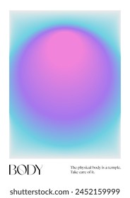 Positive Aura Gradient poster. Y2k style blurred gradient. Body aura aesthetic. Colourful spiritual poster. Trendy wall art. Futurism vector art. Blue, purple, violet, pink. Print, wallpaper, web temp