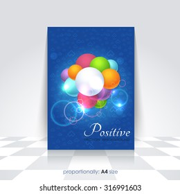 Positive Background, Colorful Balls A4 Flyer. Cover Template, Corporate Leaflet, Brochure Design