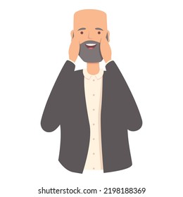 Positive beard man icon cartoon vector. Happy person. Man strong