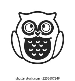 Logo positivo en blanco y negro con la imagen de un búho.