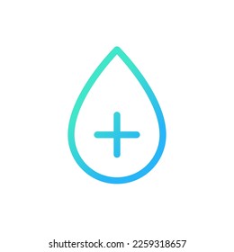 Positive blood type pixel perfect gradient linear ui icon. Laboratory test. Blood transfusion. Line color user interface symbol. Modern style pictogram. Vector isolated outline illustration