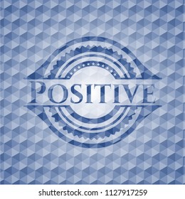 Positive blue polygonal badge.