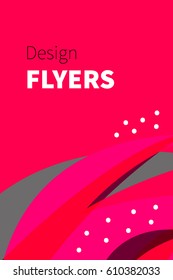 Positive bright summer pink flyer, banner, invitation to party. Graphic design element. Abstract funny card. Vector illustration.