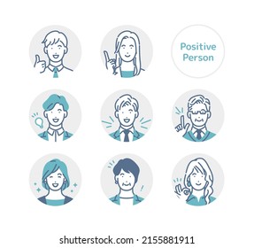 Positive business person circle icon