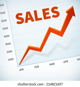 positive business sales chart width red arrow vector background
