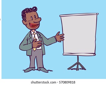 Positive businessman with graph ready to any content