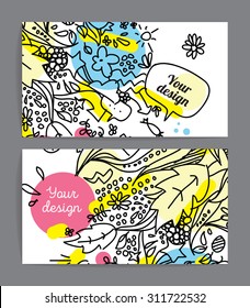 Positive cards or invitations. Hand drawn doodle style.