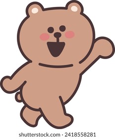 The positive cartoon bear looks straightforward. Vector illustration isolated on a transparent background.	