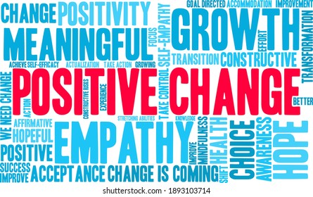 Positive Change word cloud on a white background. 