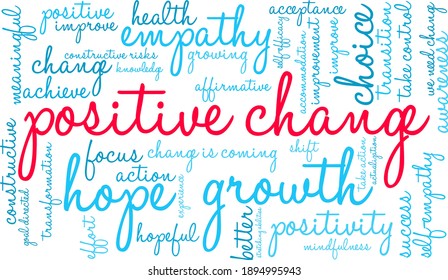 Positive Change word cloud on a white background. 