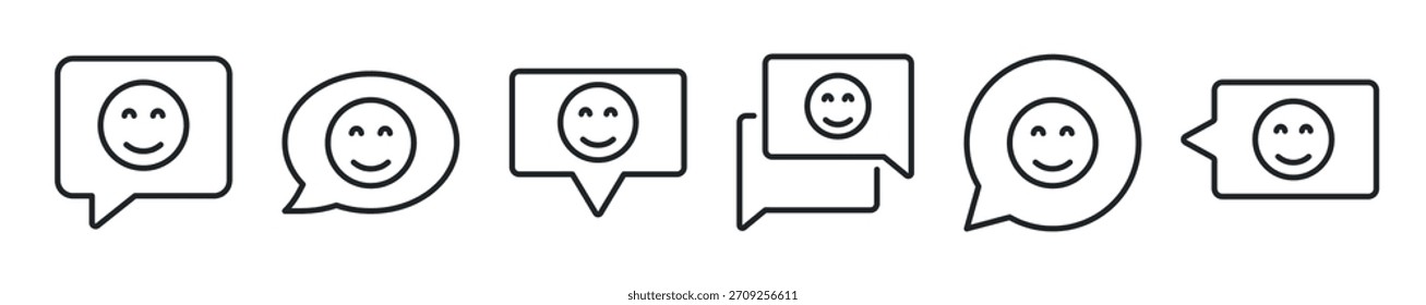 Conjunto de iconos de línea delgada de chat positivo. Iconos mínimos de Web