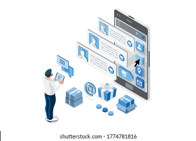 Positive choose, people feedback or rating, customer review service. Concept of satisfaction of service, customer feedback, choose people rating, review concept. Isometric illustration vector design.