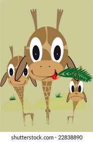 Positive computer generated illustration with three giraffes
