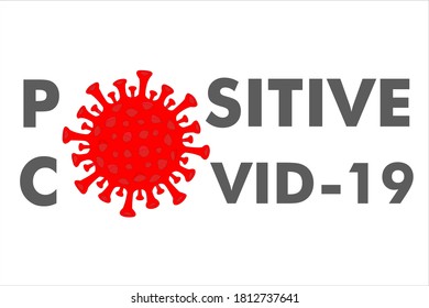 Icono de texto positivo Covid-19. Ilustración del vector
