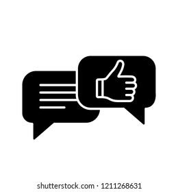 Positive Customer Feedback Glyph Icon. Excellent Review. Chatting. Like. Online Communication. Silhouette Symbol. Negative Space. Vector Isolated Illustration