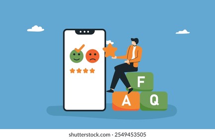 Positive Customer feedback customer support contacting with helpdesk service, asking questions and receiving answers