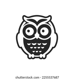 Positive and cute black and white owl logo.