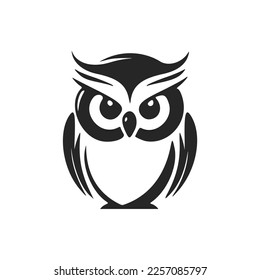 Positive and cute black and white owl logo.