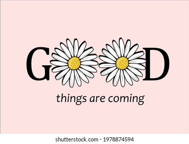 positive daisy lettering hand draw vector