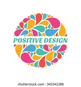 Positive design - abstract composition from colored petals in circle shape. Abstract background with place for text. Invitation template. Decorative vector pattern. 
