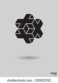 Positive dice with shadow - vector illustration