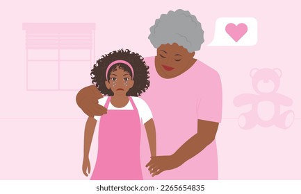 positive discipline concept - grandmother  co-regulating granddaughter's emotions