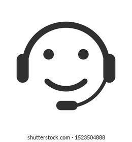 Positive dispatcher, happy emotion, cartoon emoticon - for stock vector