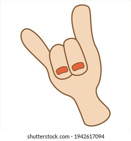 Positive distinctive hand gesture, great design for any purpose. Cool sign. Isolated illustration. Human vector expressive gestures. White background.