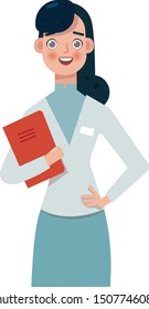 Positive doctor on a white background Medical insurance, best doctors, Positive person. displaying white blank board/banner/poster, hand drawn style vector design illustrations.