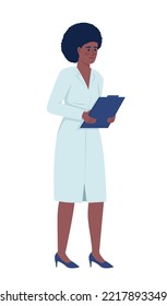 Positive doctor in robe semi flat color vector character. Editable figure. Full body person on white. Hospital staff simple cartoon style illustration for web graphic design and animation