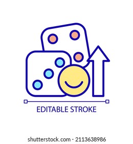 Positive effect of gambling RGB color icon. Entertainment and recreation. Mind training for fun. Isolated vector illustration. Simple filled line drawing. Editable stroke. Arial font used