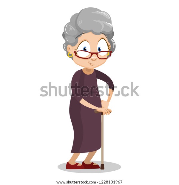 Positive Elderly Woman Wearing Brown Dress Stock Vector (Royalty Free ...