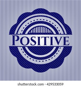 Positive emblem with denim texture