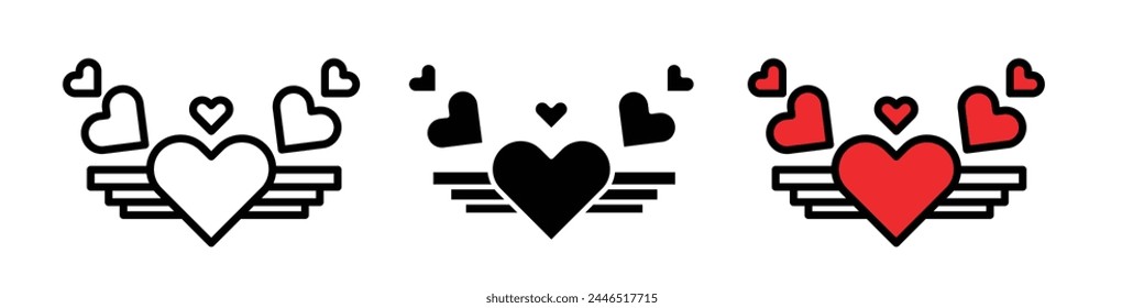 Positive emotion of love and empathy with heart icon. joy romantic feeling symbol.