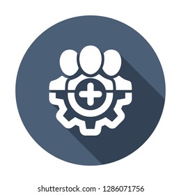 Positive employee icon. Management icon with add sign. Management icon and new, plus, positive symbol. Vector icon