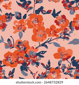 The positive energy of orange and red flowers on a pink background evokes a dream in nature